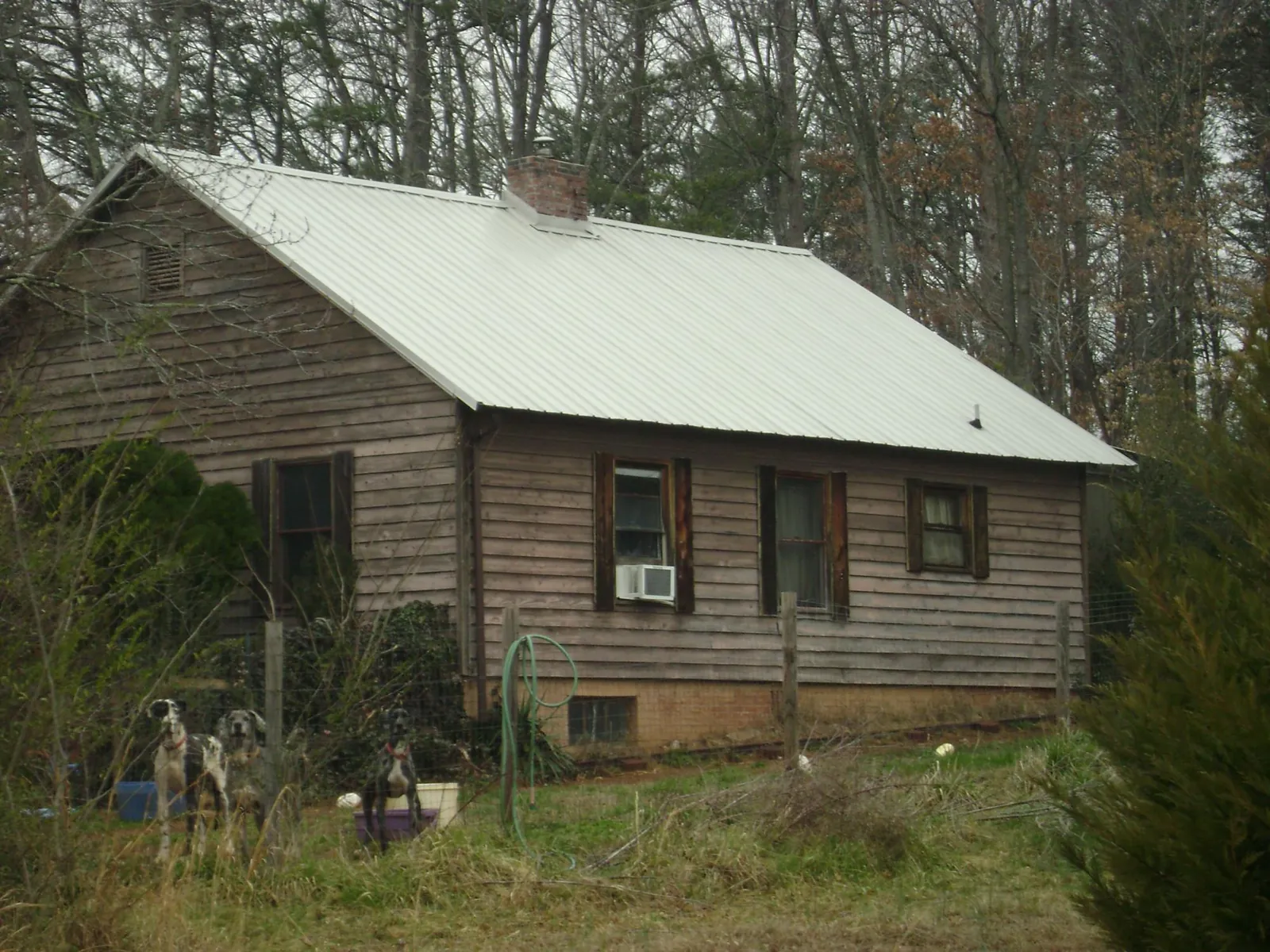 White metal roof on an old wood sided farmhouse, from a Asphalt Shingle Roof Repair job in Toledo